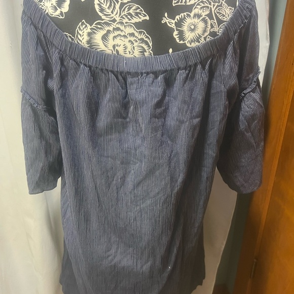 Madewell Blue Off-Shoulder Bishop Sleeve Mini Dress - Picture 8 of 10